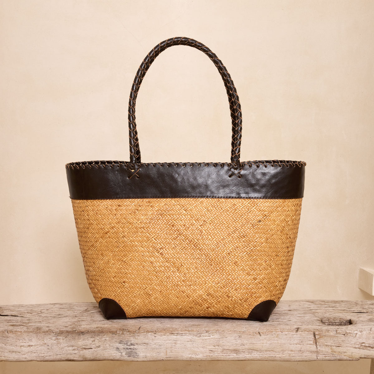 Rattan Woven Tote Bag - Natural