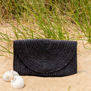 Straw Summer Resort Clutch Black