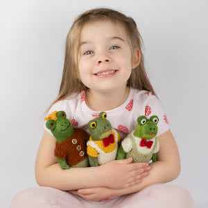 Toys - Frog Doll with Hand Knit Clothes - Large